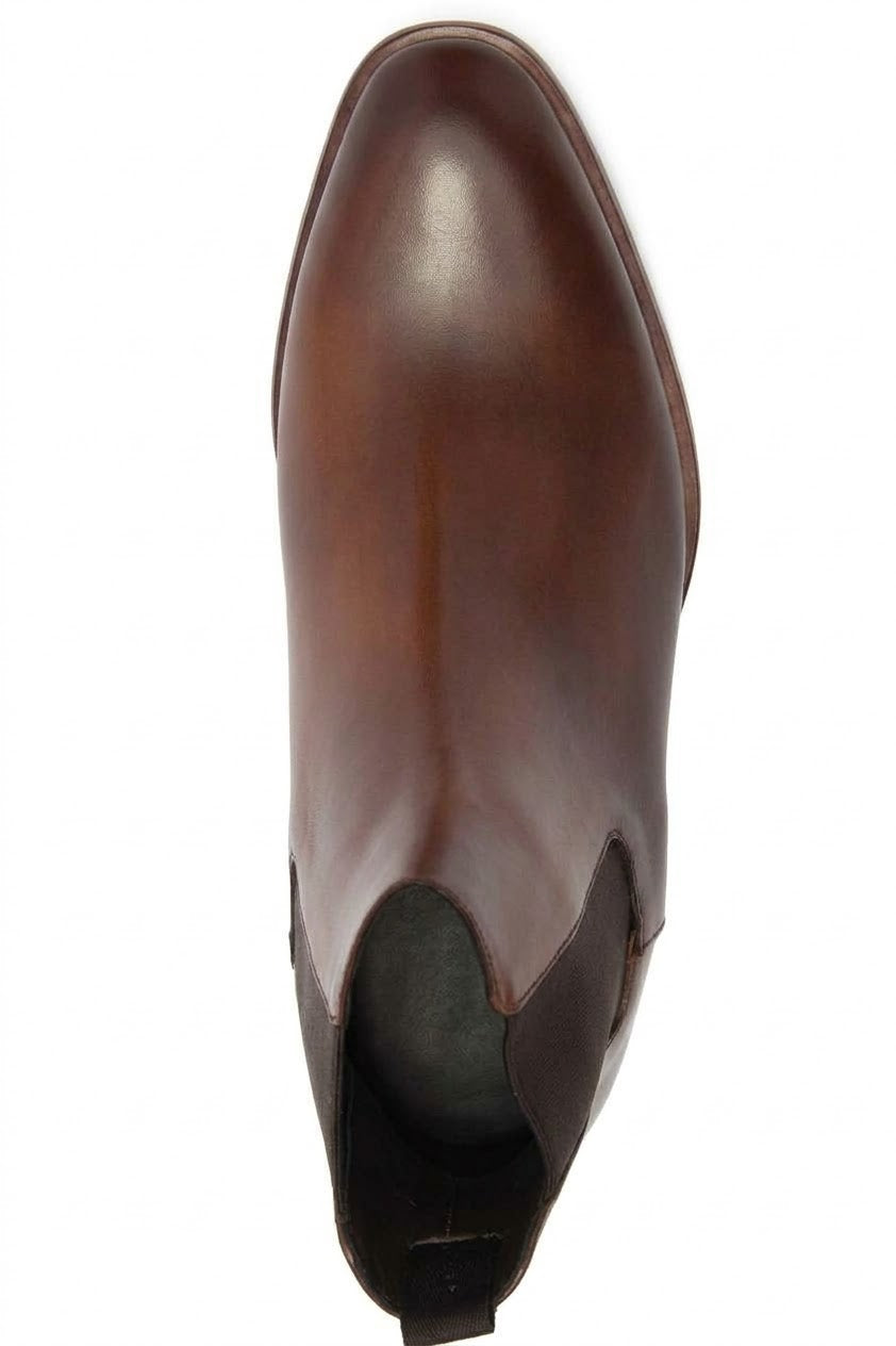 Top view of brown leather Chelsea boot