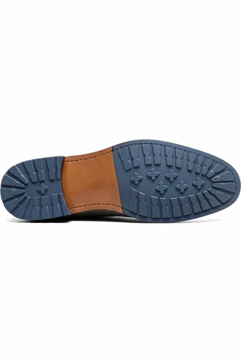 Rubber outsole of men's grey suede Chelsea boot