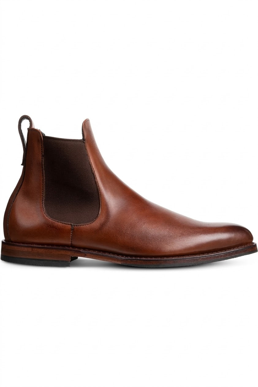 Side view of cognac brown Chelsea boot