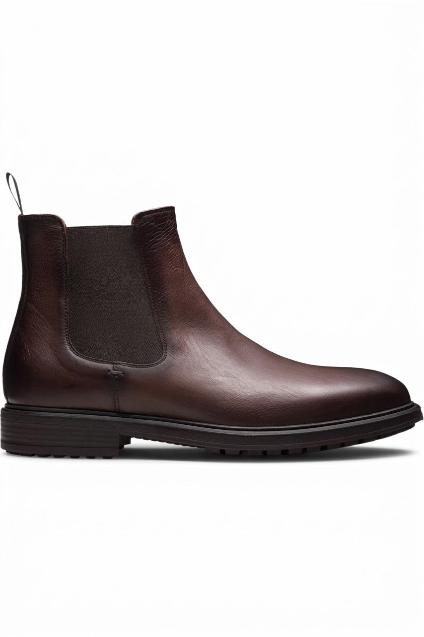 Herren-Chelsea-Boots aus dunkelbraunem Leder – mit Profilsohle – detail view