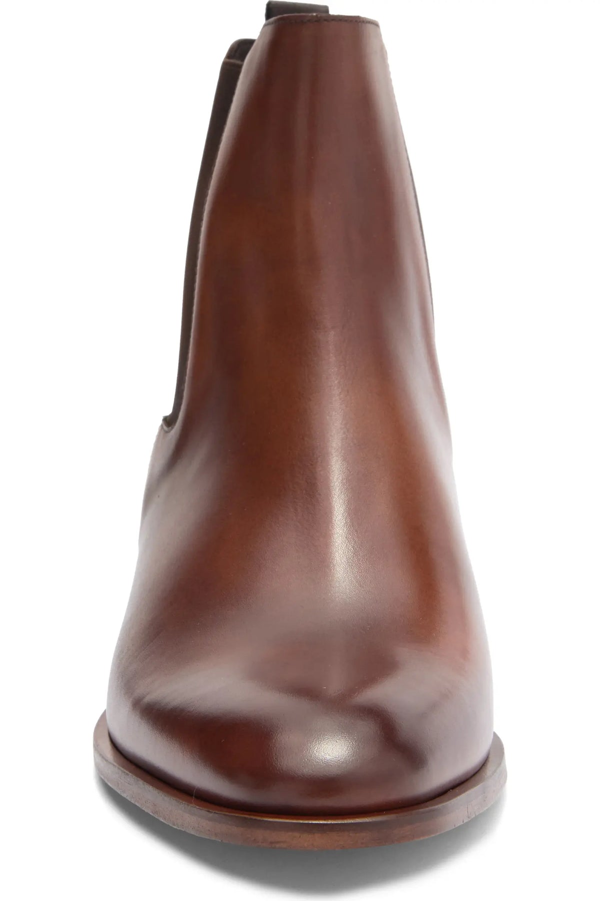 Front view of men's brown leather Chelsea boot