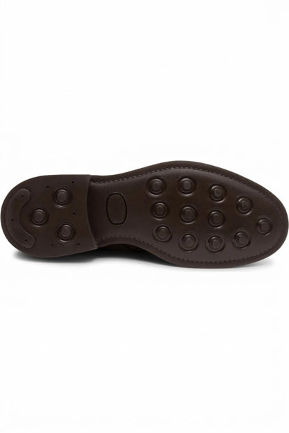 Rubber outsole of men's brown leather Chelsea boot