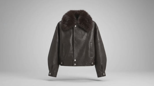 Women's Dark Brown Leather Aviator Jacket – Faux Fur Collar